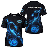 Maxcorners Custom Lightning Blue Ball Scorpion Pickleball T-Shirt For Men Outfits Pickleball Jersey MT2009