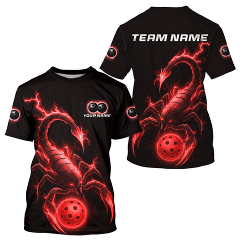Maxcorners Custom Lightning Red Ball Scorpion Pickleball T-Shirt For Men Outfits Pickleball Jersey MT2009