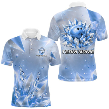 Maxcorners Custom Blue Diamond Crystal Mens Bowling Ball Shirt Custom Name Diamond Bowling Shirts For Team LM0409