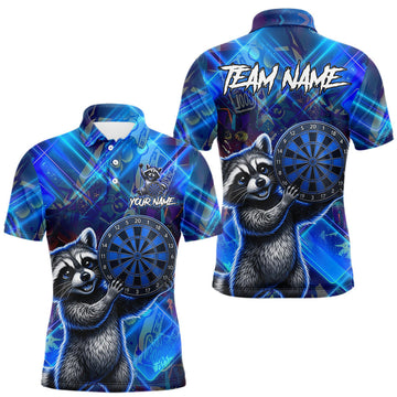 Maxcorners Thunder Raccoon Funny Men Dart Shirt Custom Graffiti Polo & 1/4-Zip Dart Clothing | Blue LM2405