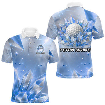 Maxcorners Mens Golf Polo Shirt Custom Blue-Diamond Crystal Golf Ball