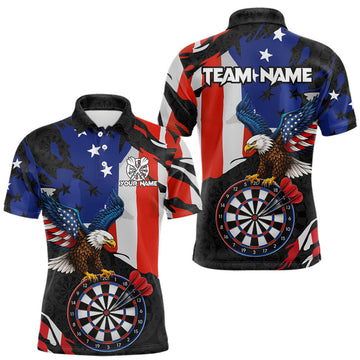 Maxcorners Red, Black And Blue American Flag Eagle Darts Shirts For Men Custom Patriotic Darts Team JerseyMaxcorners Red, Black And Blue American Flag Eagle Darts Shirts For Men Custom Patriotic Darts Team Jersey LM0510