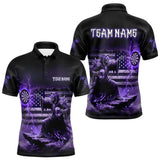 Maxcorners Custom Lightning Purple Grim Reaper Beer Funny Men Darts Polo Shirt US Flag Dart Jerseys TU0411