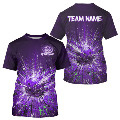 Maxcorners Custom Purple Splatter Pickleball Ball T-Shirt Men Multi-Color Pickleball Team Jerseys MT0811