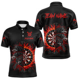 Maxcorners Red Wolfs Flames Dartboard Custom Funny Darts Polo Shirt For Men Grunge Dart Jerseys MT1511