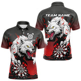 Maxcorners Custom Black & Red Horror Wolf 3D Dartboard Dart Men Polo Jerseys Dart Team Shirts TU2310