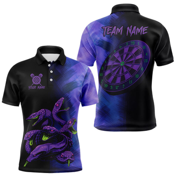 Maxcorners Custom Purple Cobras Dartboard Dart Polo Shirt For Men Grunge Dart Tournament Jerseys LM2509