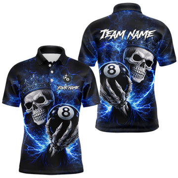 Maxcorners Yellow Flames Crown Lion Pool 8 Ball Men Billiard Polo & 1/4-Zip Shirt Custom Billiard Attire LM2901