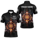 Maxcorners Smoke US Flag Fire Flame Dartboard Custom Men Darts Polo Shirt Patriotic Dart Jerseys MT0811