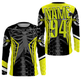 Personalized Racing Jersey UPF30+, Cool Bone Motorcycle Motocross Off-Road Riders Racewear - Yellow