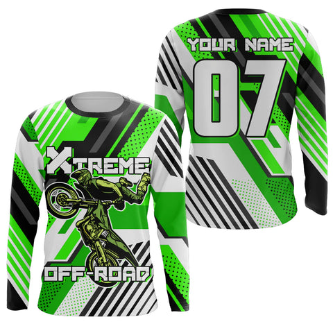 Custom Dirt Bike Jersey Green UPF30+ Youth Men Women Motocross Supercross Racing Shirt Extreme