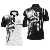 Maxcorners Skull Bowling American Flag Bowler Customized Name 3D Shirt