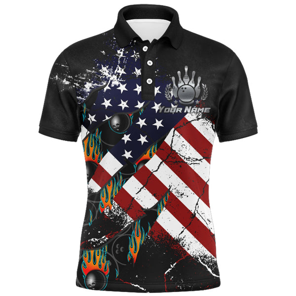 Maxcorners American Flag Bowling Strike Patriot Customized Name 3D Shirt