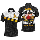 Maxcorners Easily Distracted By Bowling And Beer Customized Name 3D Shirt