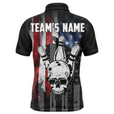 Maxcorners Skull Bowling American Flag Cool Bowler Customized Name And Team Name 3D Shirt