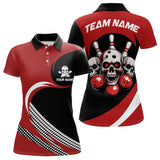 Maxcorners Custom Red Skull Bowling Shirt Polo Bowling Jersey For Men Women Bowling Outfit Lm014