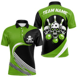 Maxcorners Custom Green Skull Bowling Shirt Polo Bowling Jersey for Men Women Bowling Outfit LM014