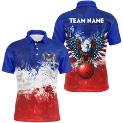 Maxcorners Eagle Bowling Shirt Patriotic Polo Bowling Jersey Us Bowling Gift For Bowlers