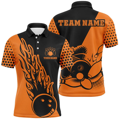 Maxcorners American Bowling Ball Fame Orange Customized Name And Team Name 3D Shirt