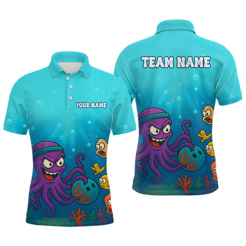 Maxcorners Custom Octopus Bowling Shirt for Team Bowling Jersey for Men Bowling Accessories LM1109