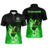 Maxcorners Custom Bowling Shirt Unisex Green Shamrock Lucky Clover Polo Bowling Jersey