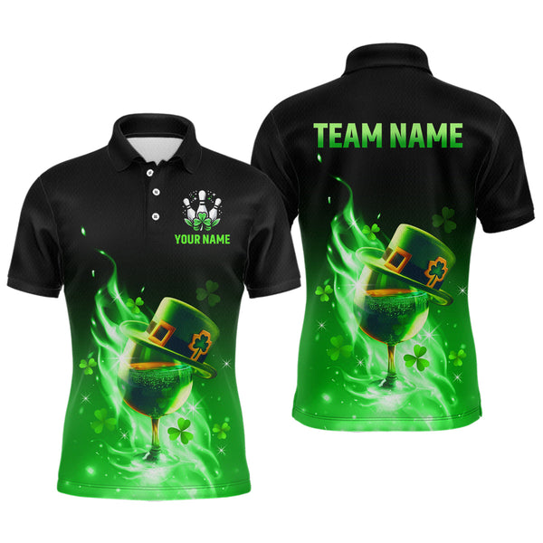 Maxcorners Custom Bowling Shirt Unisex Green Shamrock Lucky Clover Polo Bowling Jersey