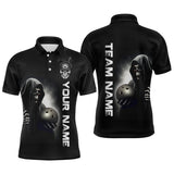 Maxcorners Custom Skull Bowling Shirts Unisex Polo Bowling Team Jersey Black Bowling League LM0803