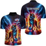 Maxcorners Custom Tiger Bowling Jersey Thunder Bowling Team Shirt Polo Bowling for Men Women