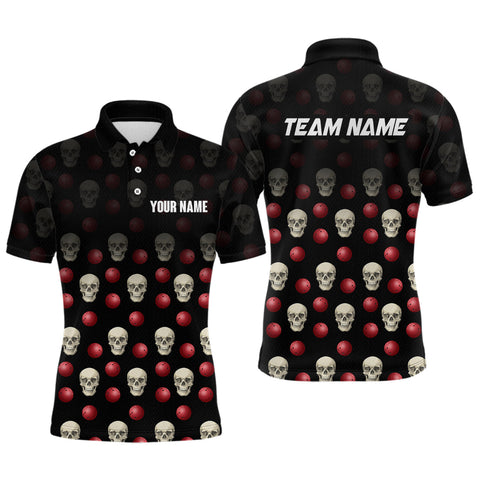 Maxcorners Skull Bowling Shirt Personalized Polo Bowling Team jersey Pattern Bowling League