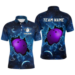 Maxcorners Custom 3D Bowling Polo Shirt Purple & Blue Bowling Team Jersey Unisex Bowling Outfit