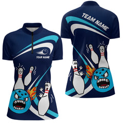 Maxcorners Custom Crazy Bowling Shirt For Men Women Bowling Polo Shirt Blue Bowling Outfit