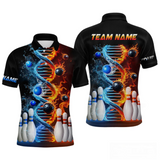 Maxcorners Custom Flame & Water DNA Bowling Shirt My DNA Polo Bowling Jersey for Men And Women LM014