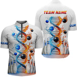 Maxcorners Custom Flame & Water DNA Bowling Shirt White Polo Bowling Jersey for Men And Women