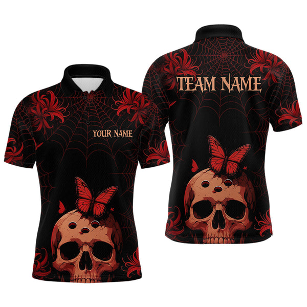 Maxcorners Skull Halloween Team Shirt Custom Horror Bowling Jersey for Men Bowling League Bowling Outfit MT2808