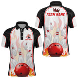 Maxcorners Red Bowling Ball Flame Customized Name And Team Name 3D Shirt