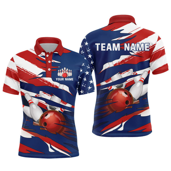 Maxcorners American Flag Bowling Customized Name And Team Name 3D Shirt