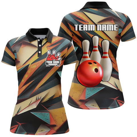 Maxcorners Personalized Bowling Shirts Women Custom Bowling Jersey Team Bowling Polo Shirt