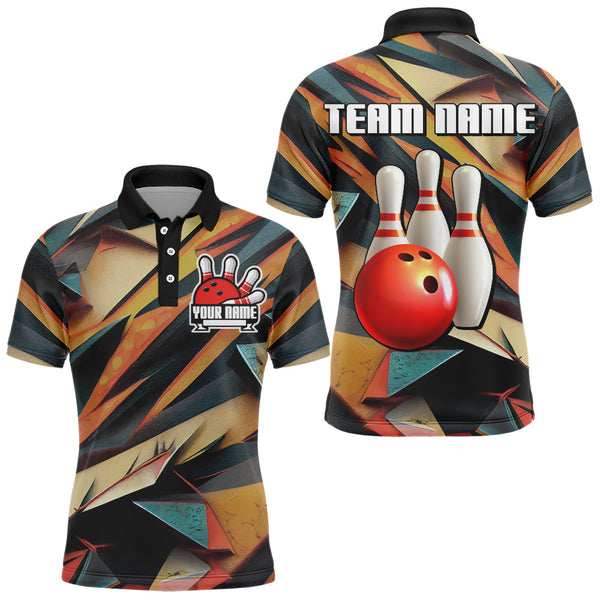 Maxcorners Personalized Bowling Shirts Men Custom Bowling Jersey Team Bowling Polo Shirt