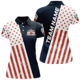 Maxcorners Custom Bowling Shirt American Flag Pattern For Men Personalized Bowling Jersey Bowling Team League Polo Shirt