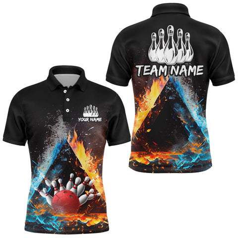 Maxcorners Bowling Fire And Water Customized Name And Team Name 3D Shirt