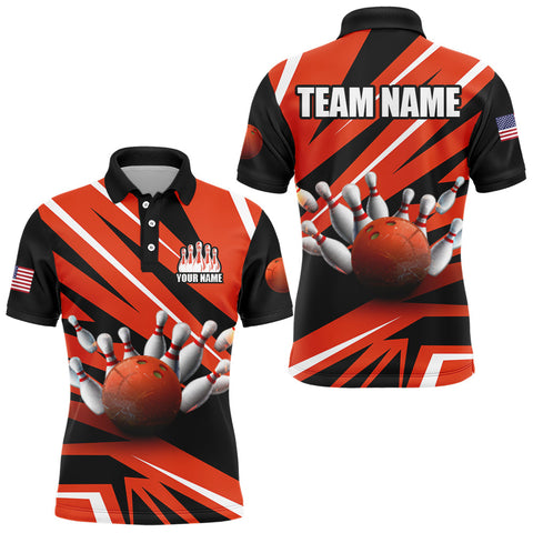 Maxcorners Orange Bowling Team League Customized Name And Team Name 3D Shirt