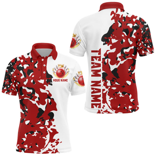 Maxcorners Red Camo Bowling Team Customized Name And Team Name 3D Shirt