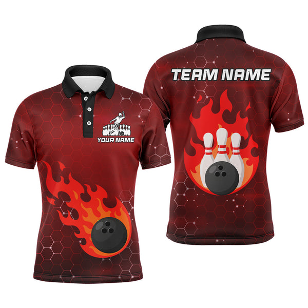 Maxcorners Flame Bowling Jersey Bowling Team Multicolor Option Customized Name 3D Shirt