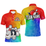 Maxcorners Rainbow Bowling Customized Name And Team Name 3D Shirt