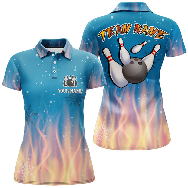 Maxcorners Custom Bowling Shirt Christmas Bowling Jersey Women Bowling Team Polo Shirt Shirt