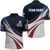 Maxcorners Personalized Red Blue & White Bowling Shirt Patriotic Polo Bowling Jersey for Men & Women