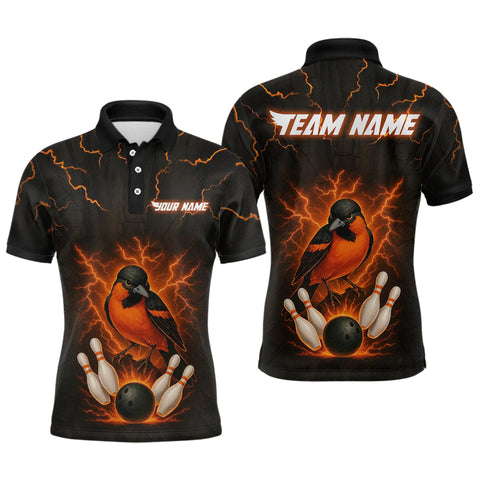 Maxcorners Custom Thunder Lightning Orioles Bowling Shirt Polo & Quarter-Zip Bowling Team League Bowling Jersey MT1607