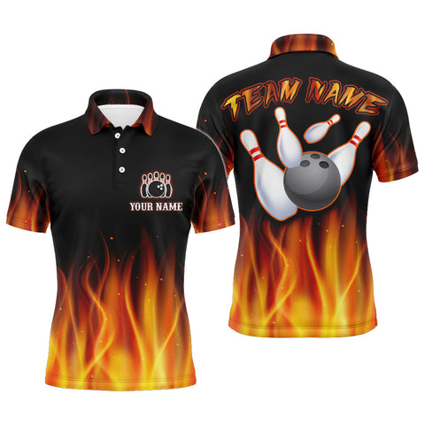 Maxcorners Orange Bowling Fire Customized Name And Team Name 3D Shirt