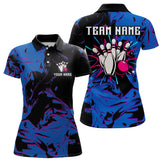 Maxcorners Camo Purple Bowling Jersey Men Custom Blue Bowling Shirts Polo Bowling Team