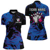 Maxcorners Camo Purple Bowling Jersey Men Custom Blue Bowling Shirts Polo Bowling Team